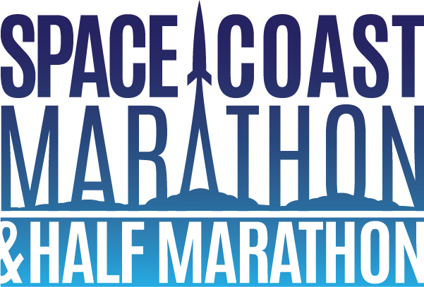 Space Coast Marathon & Half Marathon logo, Running Zone Foundation's Largest event of the year.